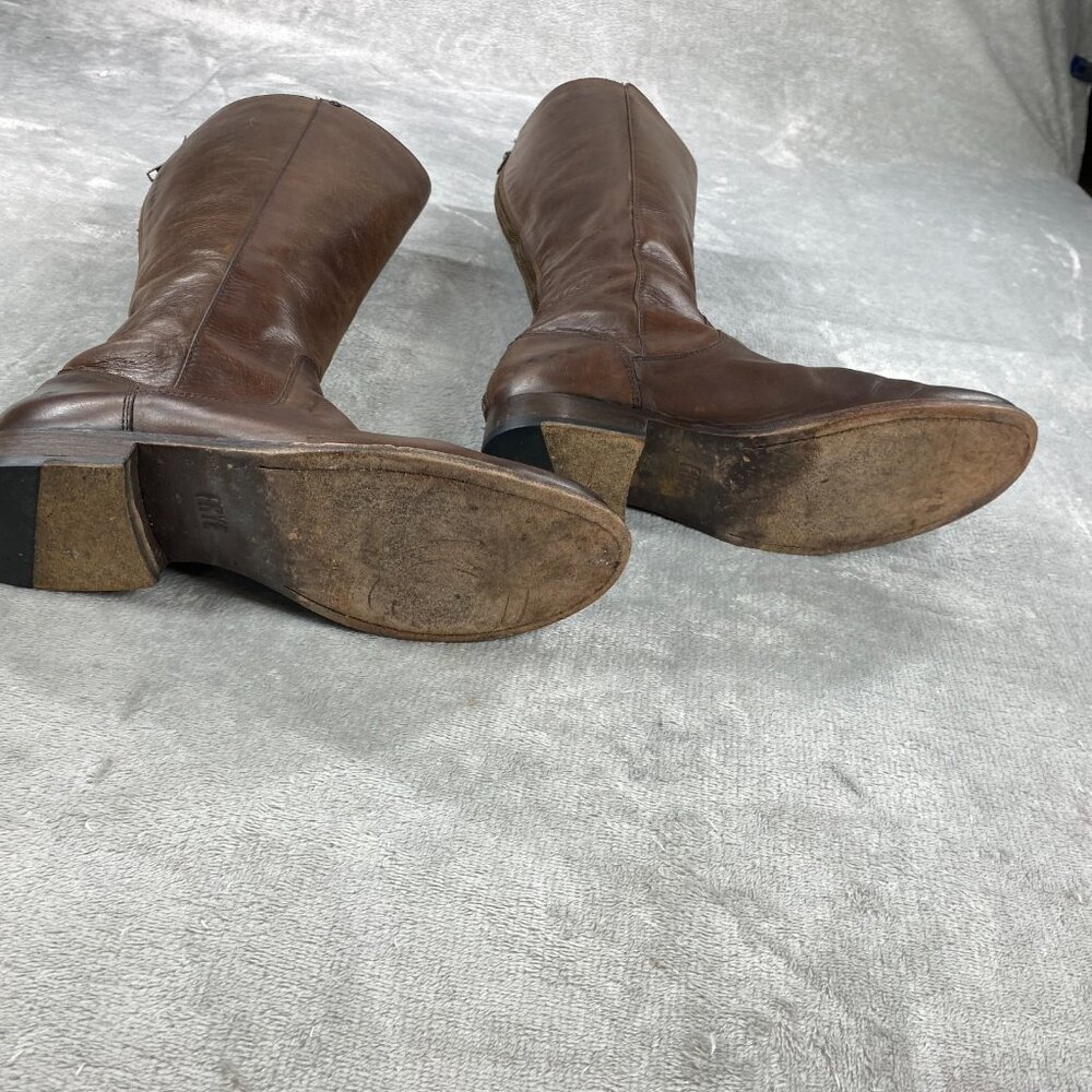 Frye Melissa Riding Boots Womens 8B Brown Leather Stud Back Zip - Picture 6 of 10